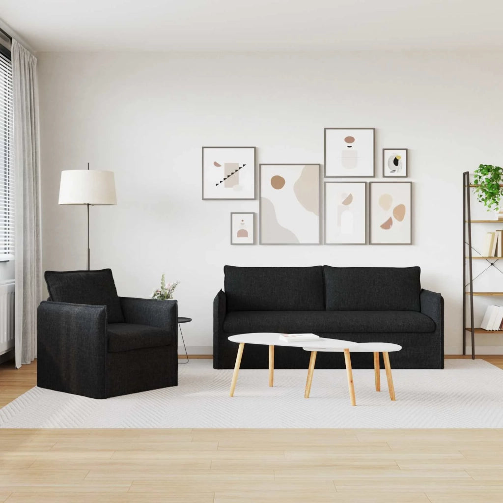 Set di divani 2 pcs Nero 196 x 82 x 85 cm Tessuto 3407613