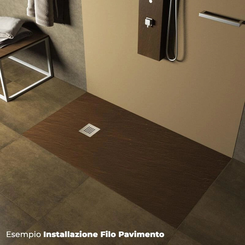 Piatto Doccia in Pietra 70x110 cm Pedrinelli Ardesia Stone Side Marrone