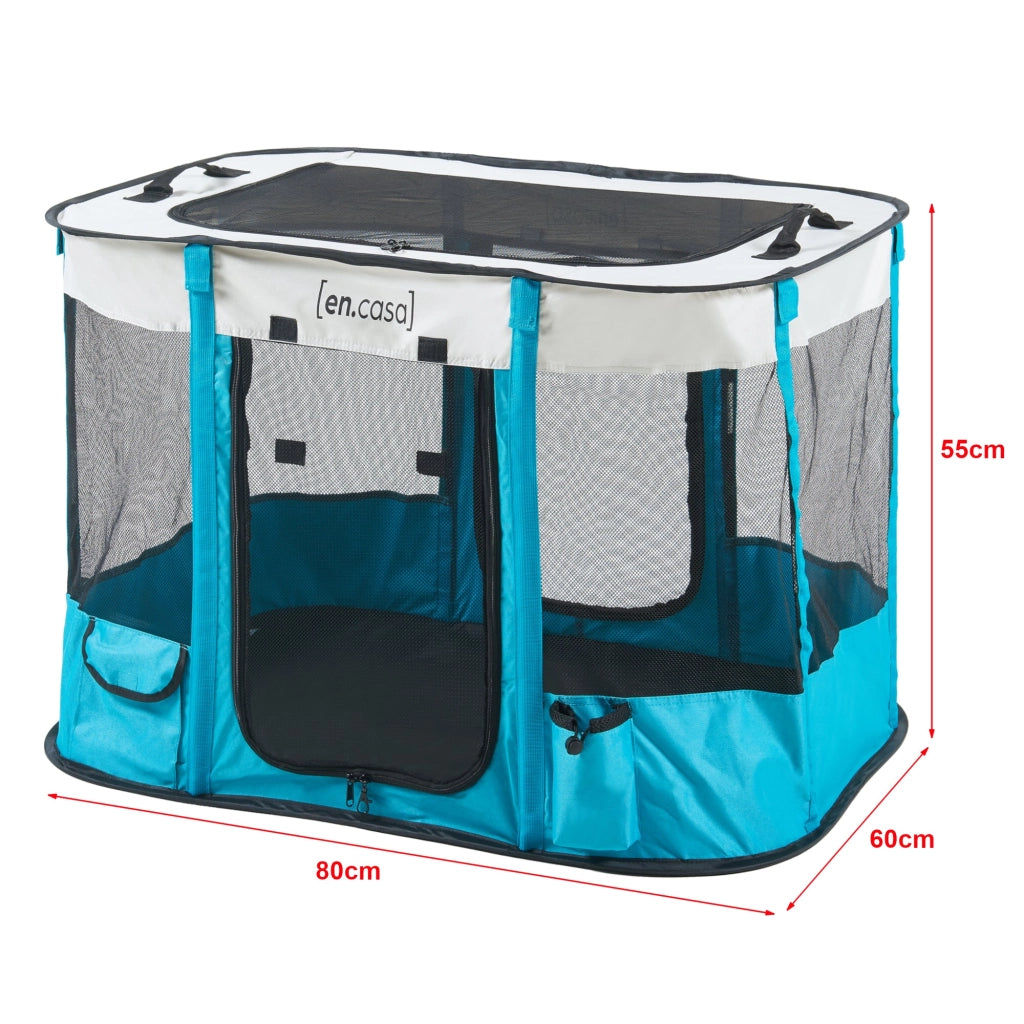 Box pieghevole per cani 80 x 60 x 55 cm blu 03_0010231