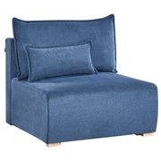 Modulo sedia Tessuto blu Sedia letto a 1 posto con schienale ribaltabile e contenitore