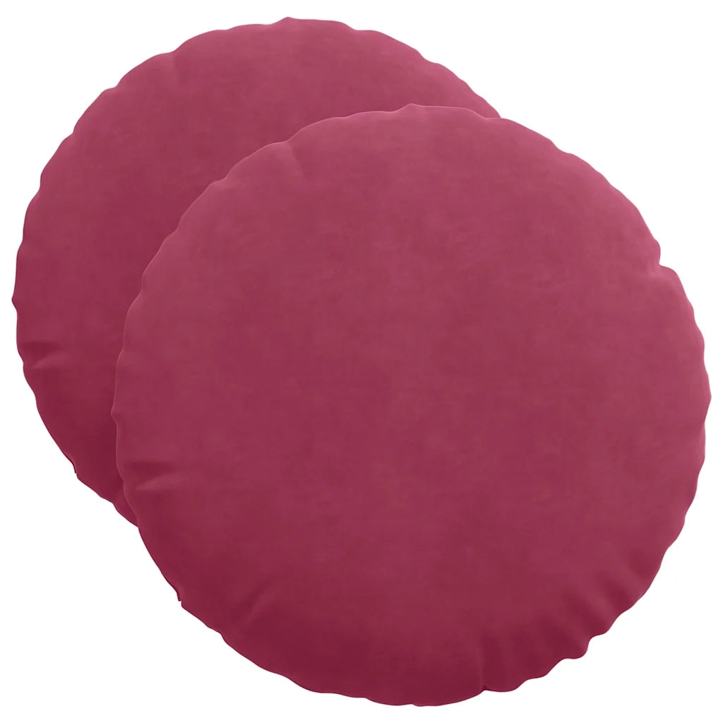 Cuscini per Seduta 2 pcs Rosso Vino Ø50 x 19 cm Velluto 42014179
