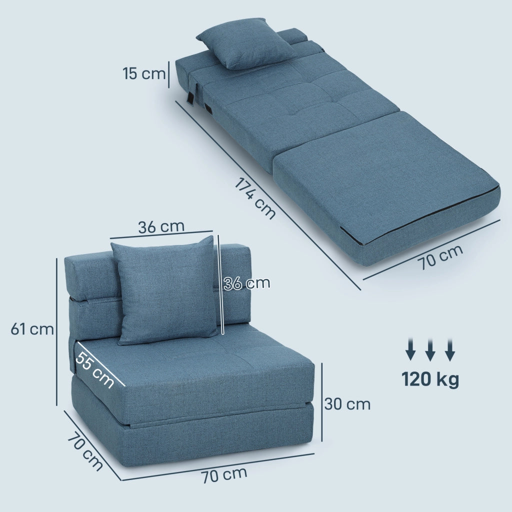 Letto Poltrona Relax ¨C Minimal ¨C 70x70x61 Blu Scuro Tessuto