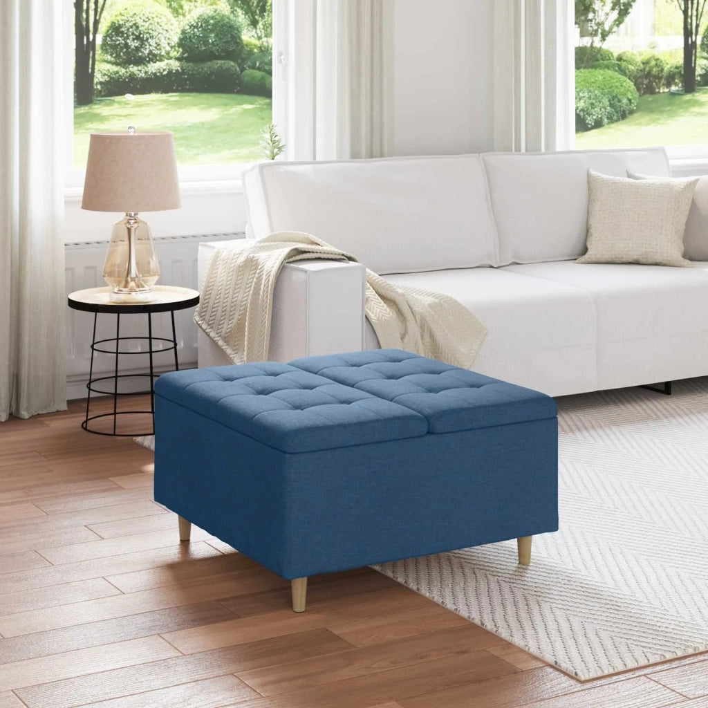 Pouf contenitore con cuscino Blu 80 x 80 x 45 cm Tessuto 876838