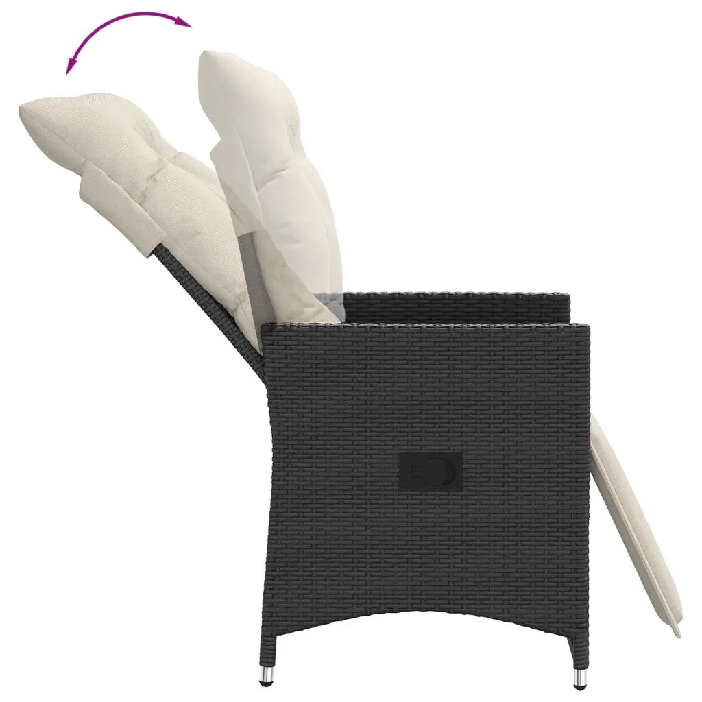 Set da Bistrò 3 pz con Cuscini Nero in Polyrattan 365673
