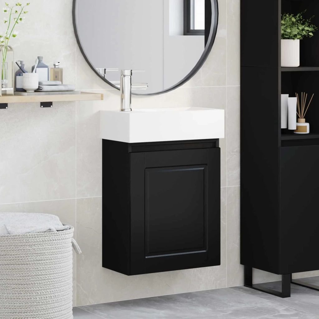Mobile Bagno | Armadio da bagno con rubinetto Nero 45,5 x 22,5 x 84 cm