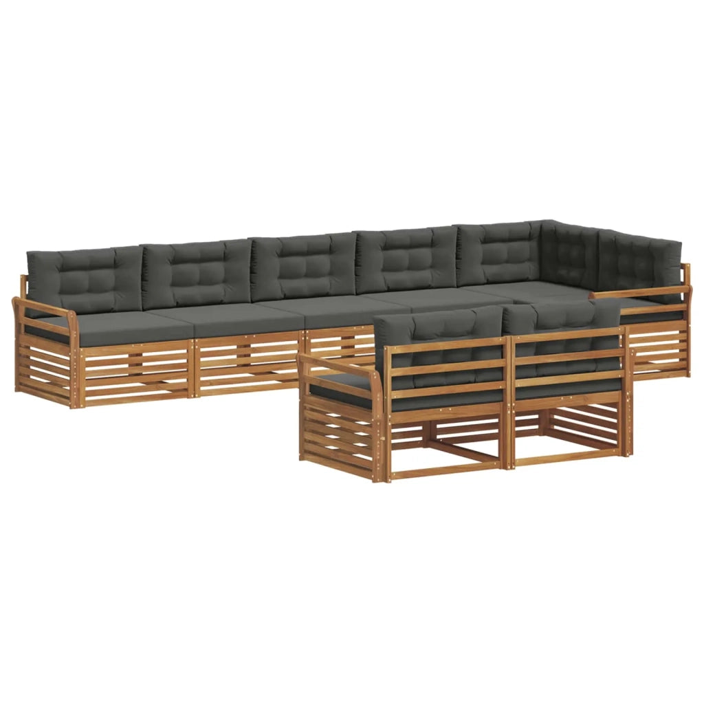 Set di divani da esterno con cuscino 8 pcs Naturale e Antracite 3373662