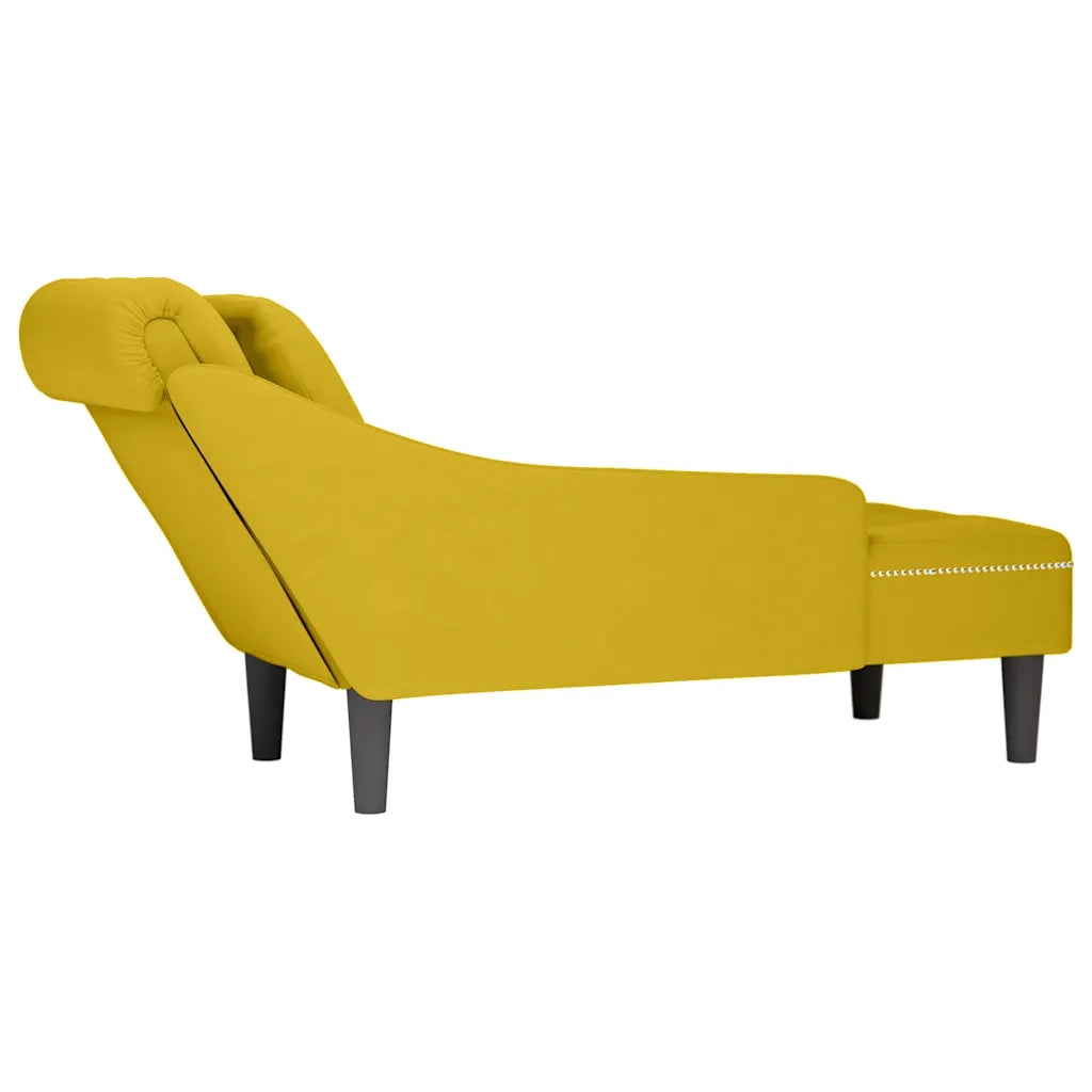 Sdraio con Cuscino e Bracciolo Destro in Velluto Giallo 4009778