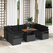Set Divano da Giardino 10 pcs Nero Poly Rattan 3358494