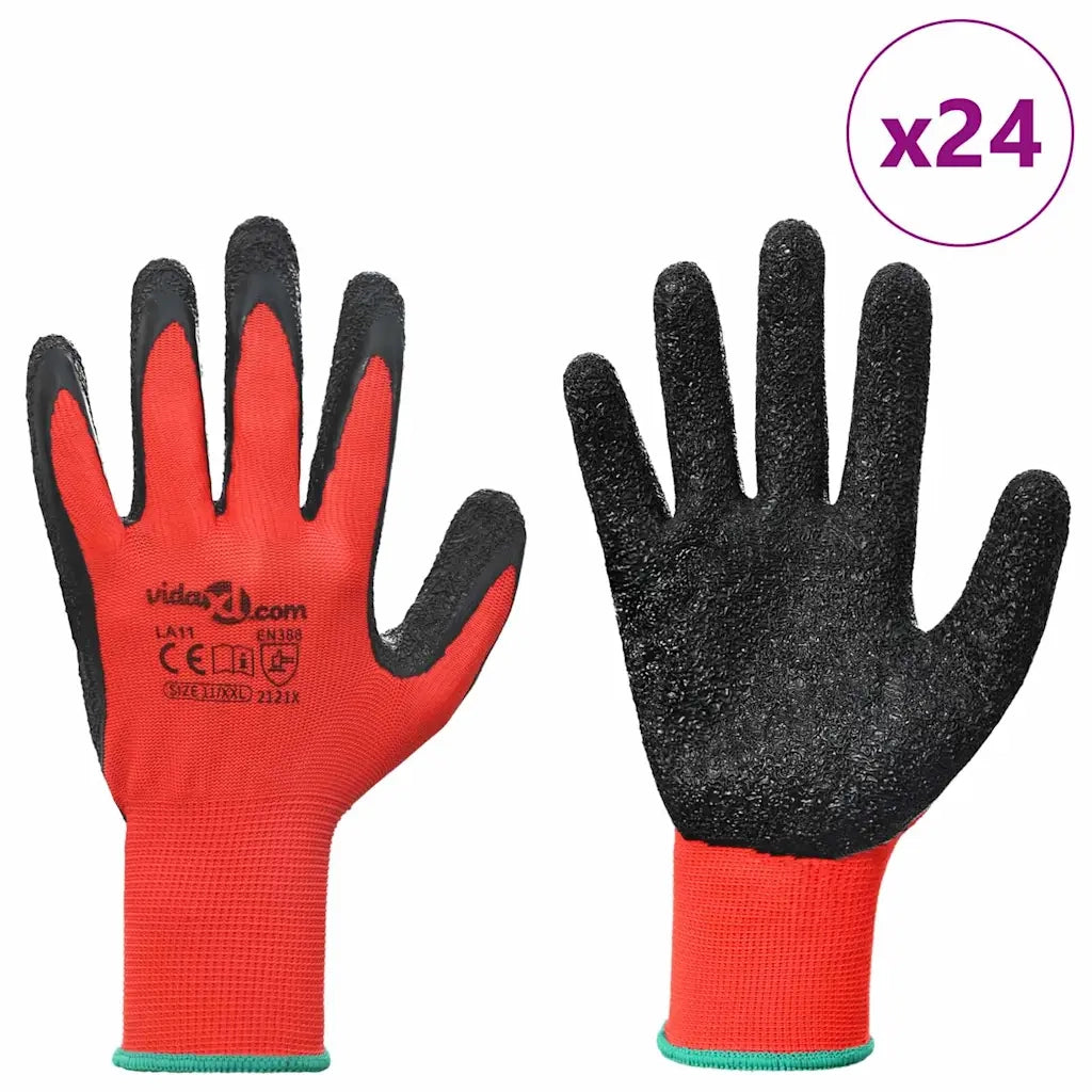 Guanti da Lavoro 24 pcs Rosso e Nero 11 / XXL 42020699