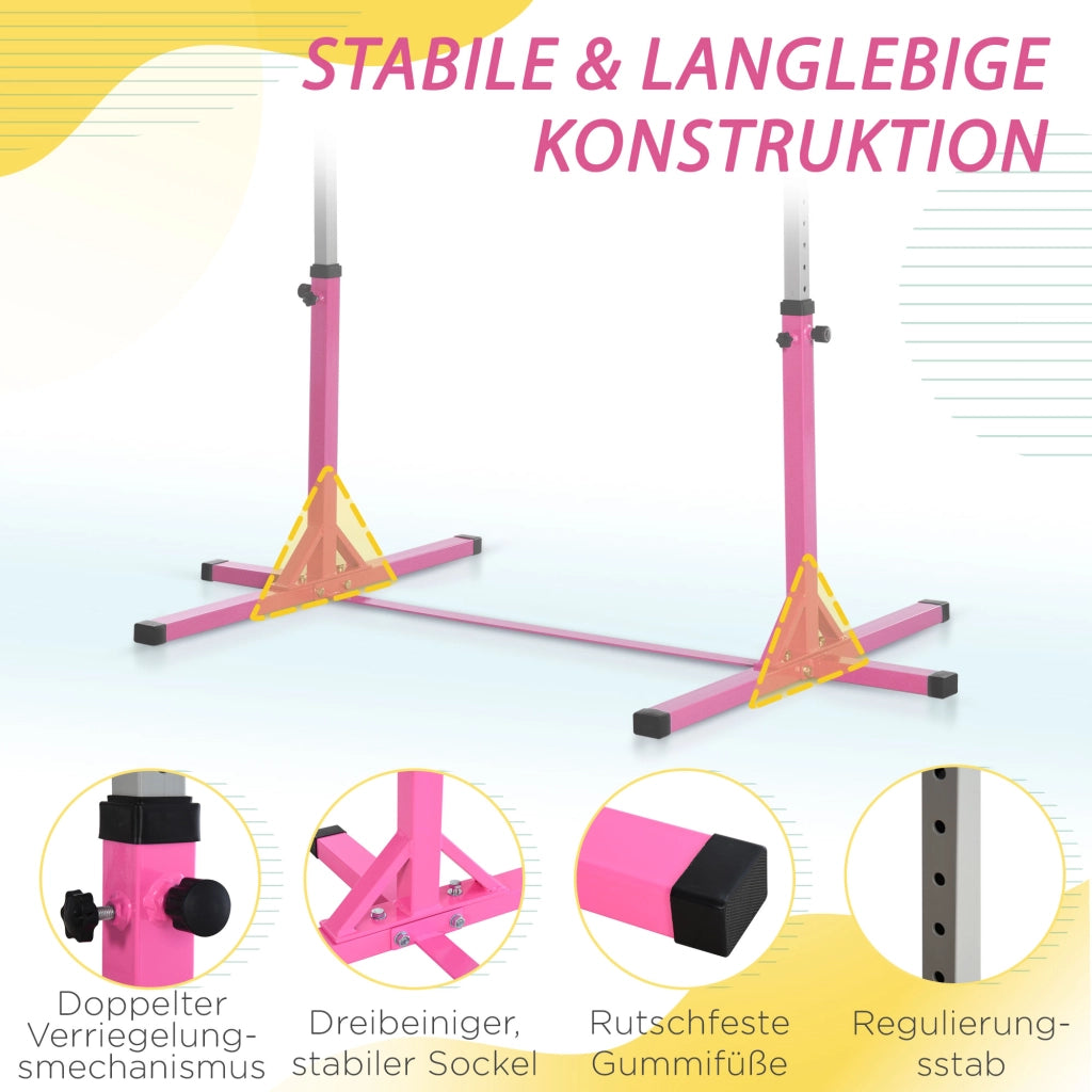 Sbarra per Ginnastica Bambini ¨C Minimal ¨C Rosa, Legno e Metallo, Regolabile