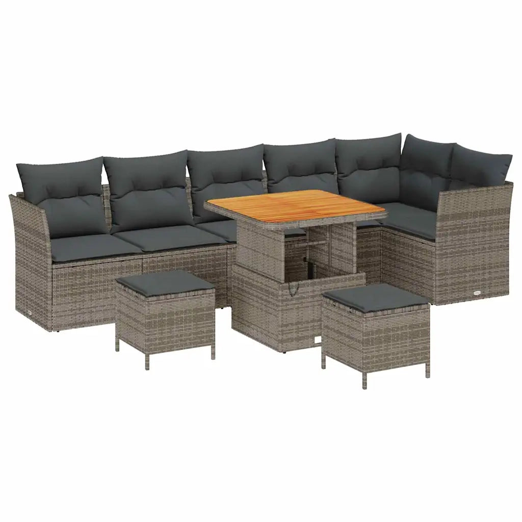 Set Divano da Giardino con cuscino 9 pcs Grigio 3363453