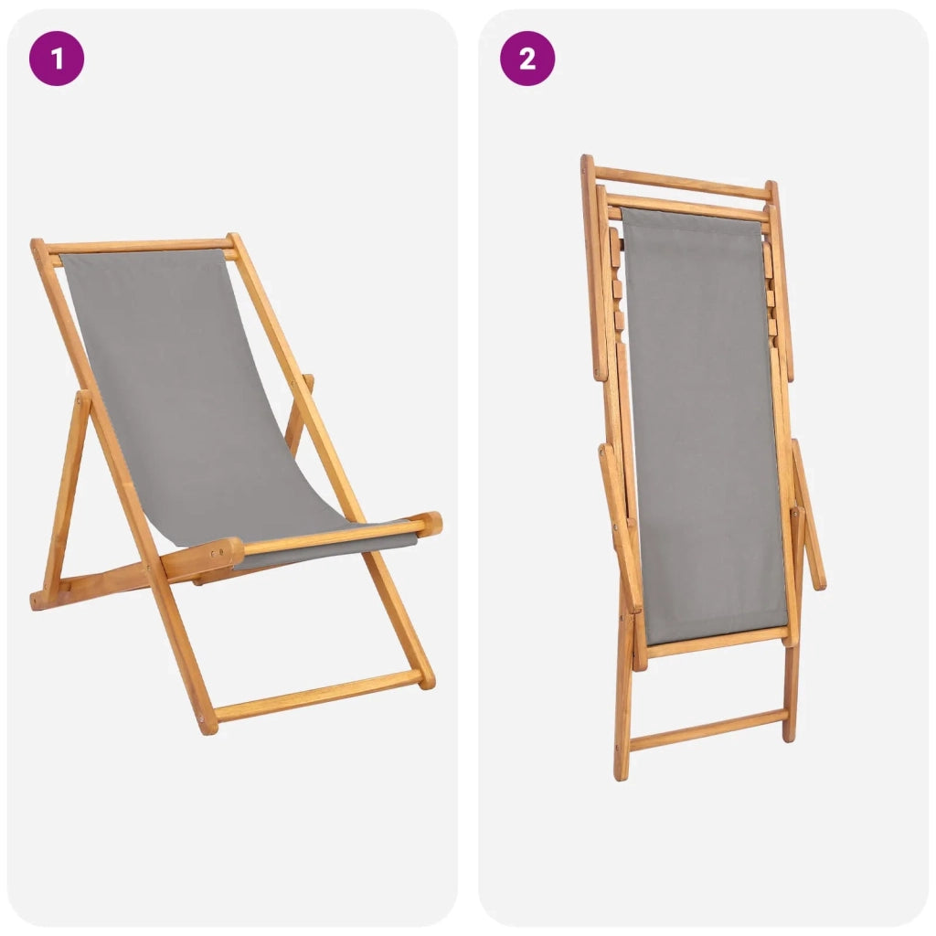 Sedia da spiaggia Grigio Chiaro Legno di teak solido 42032664