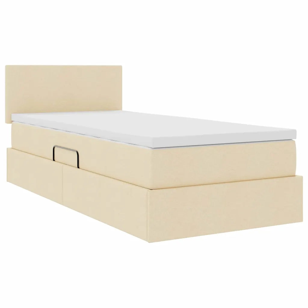 Letto con contenitore e LED con led Crema 90 x 200 cm Tessuto 3371059