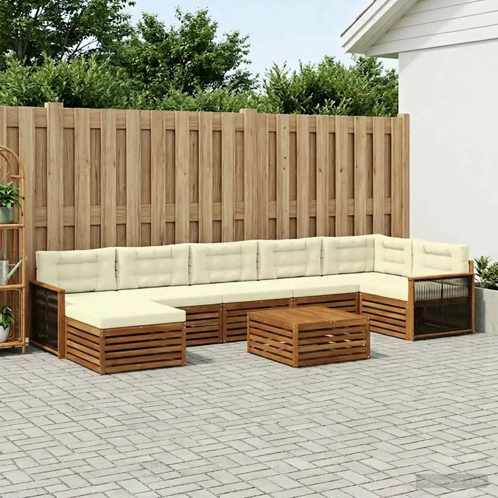 Set di divani da esterno con cuscino 8 pcs Naturale e Crema 3383653