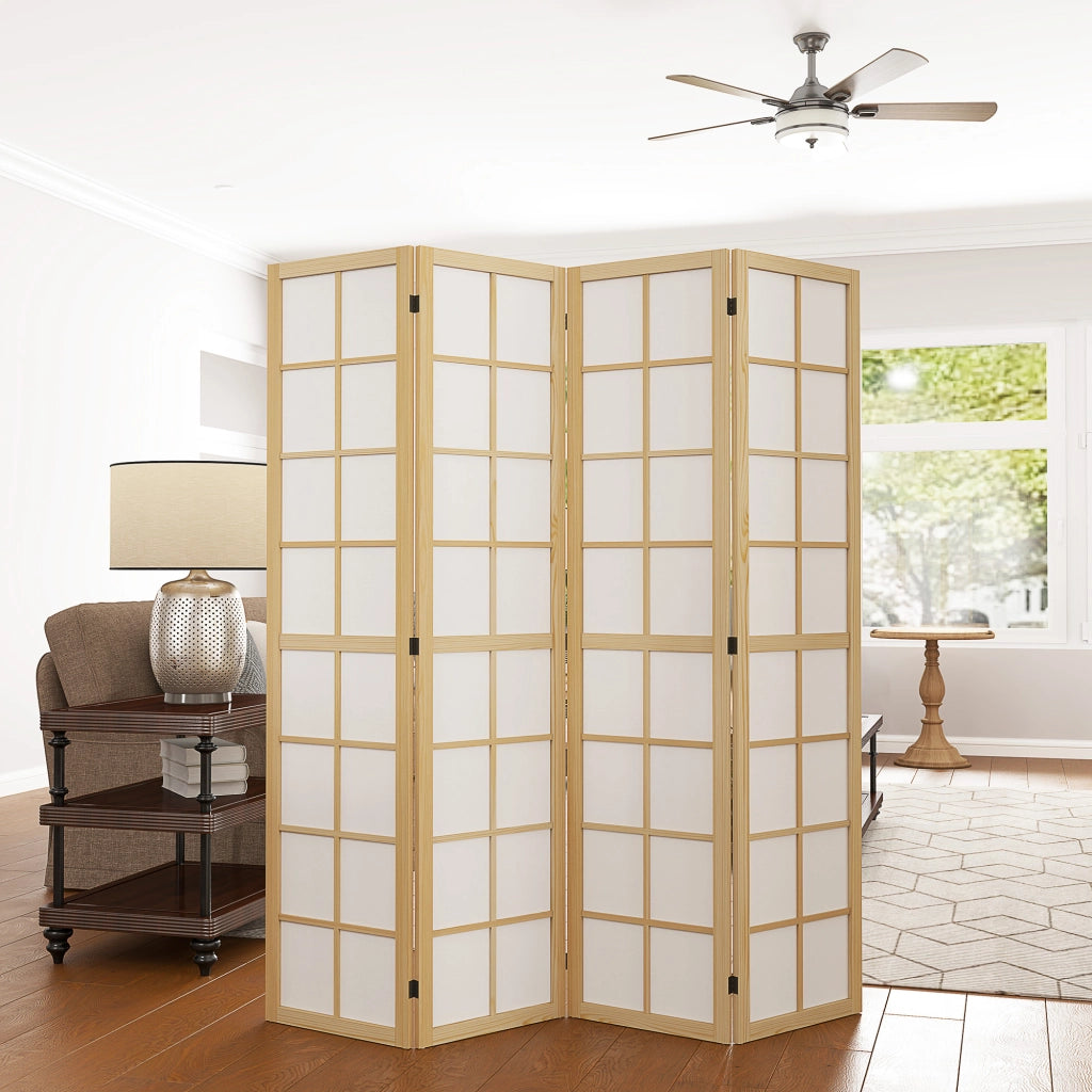 Paravento 4 Ante Pieghevole ¨C Minimal ¨C Naturale 160x170 cm