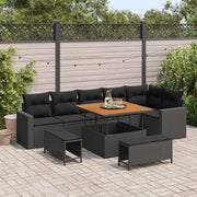 Set Divano da Giardino 9 pcs Nero polyrattan 3361624