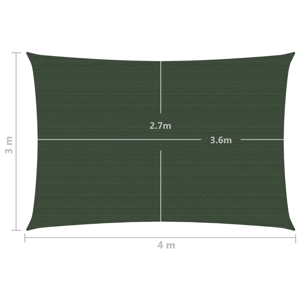 Vela ombreggiante 160 g/m² verde scuro 3 x 4 m HDPE 02_0009425