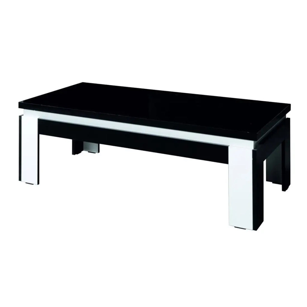 Tavolino basso LINA nero e bianco lucido - 125 x 42 x 65 cm
