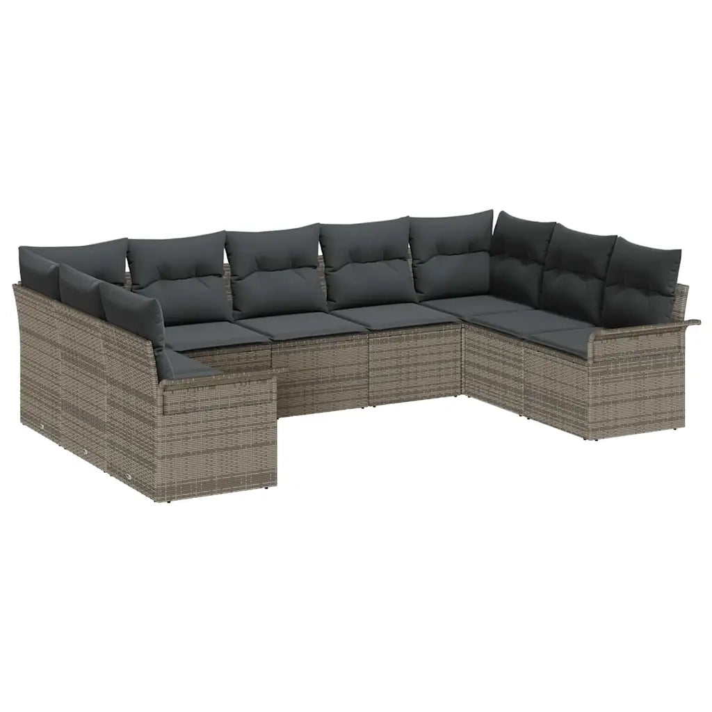 Set Divano da Giardino con cuscino Grigio polyrattan