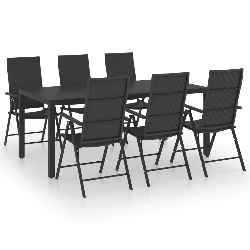 Set da Pranzo da Giardino 7 pz Nero