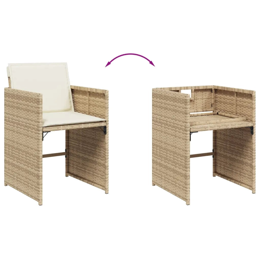 Set da Pranzo da Giardino 13 pz con Cuscini Beige in Polyrattan 3277989