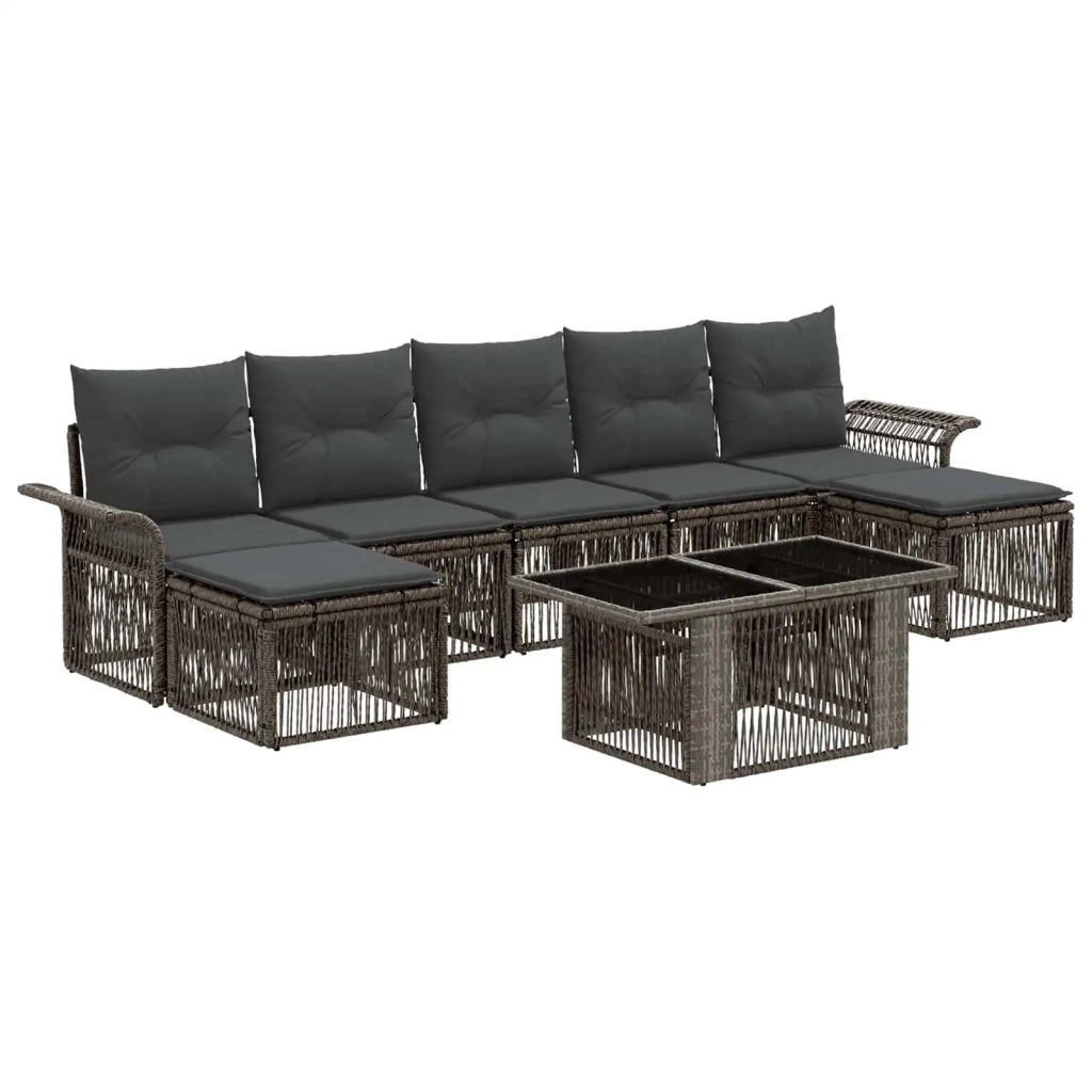 Set Divano da Giardino 8 pz Grigio e Grigio Scuro polyrattan 3436679