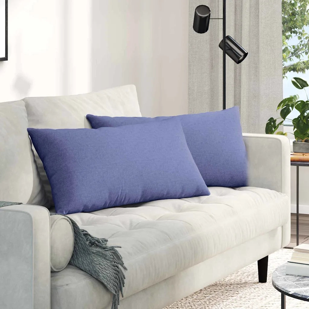 Cuscini da Divano 2 pz-Set di 2 Cuscini per Sofa Blu jeans 80 x 40 cm Tessuto