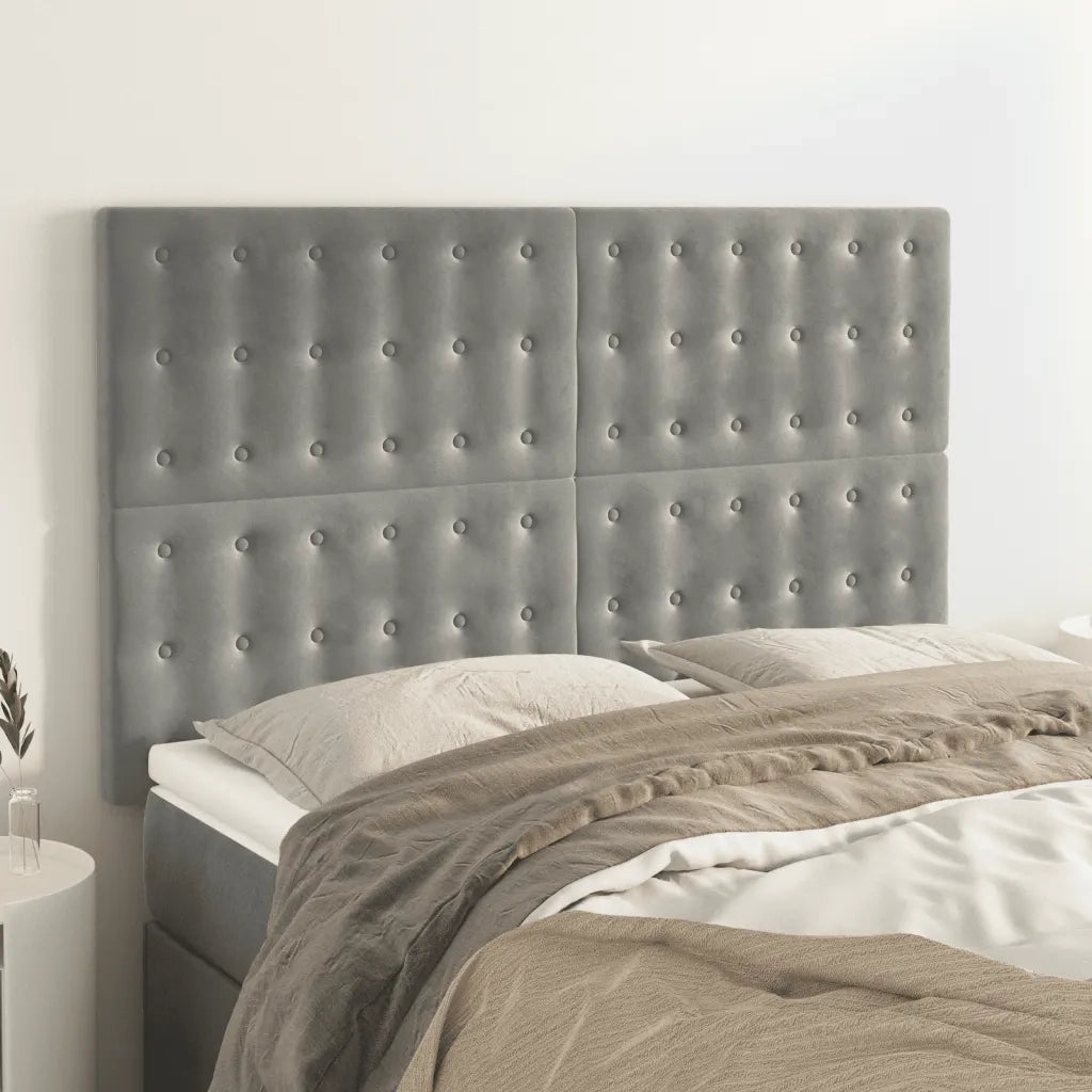 Testiera | Testata Grigio Chiaro 144x5x118/128 cm Velluto