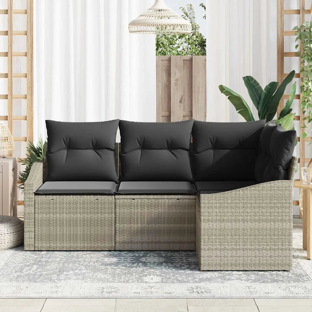 Set Divano da Giardino 4 pcs Grigio chiaro polyrattan