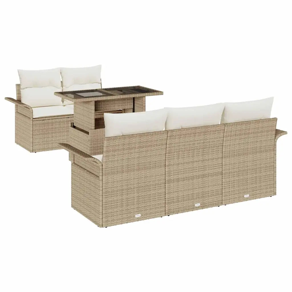 Set Divano da Giardino 6 pcs Beige Rattan in Polipropilene