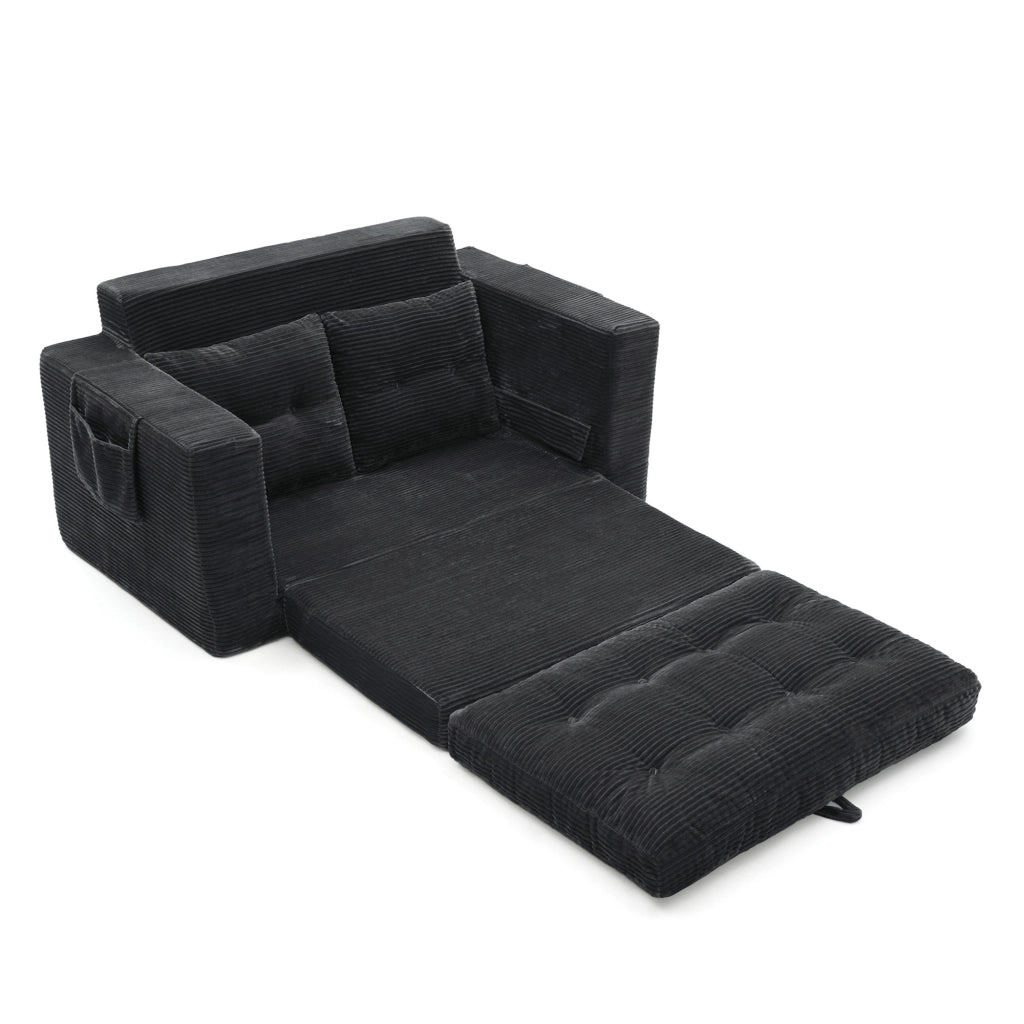 Divano 2 Posti con Braccioli Allargati e Tasche Laterali ¨C MINIMAL ¨C Nero
