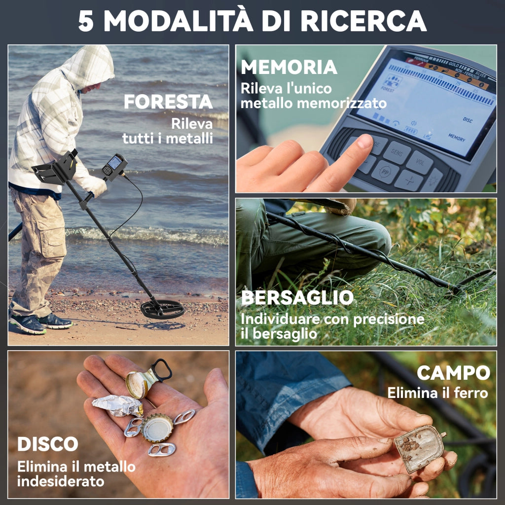 Rilevatore Metalli Professionale ¨C Xylo ¨C 5 Modalit¨¤ IP68 Display LCD