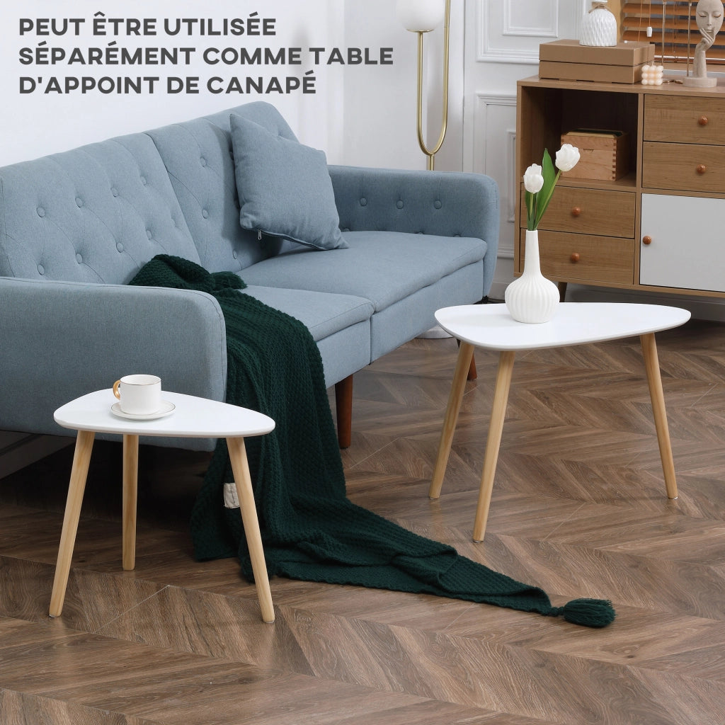 Tavolino da caff¨¨ nidificante design scandinavo ¨C zephmum ¨C bianco