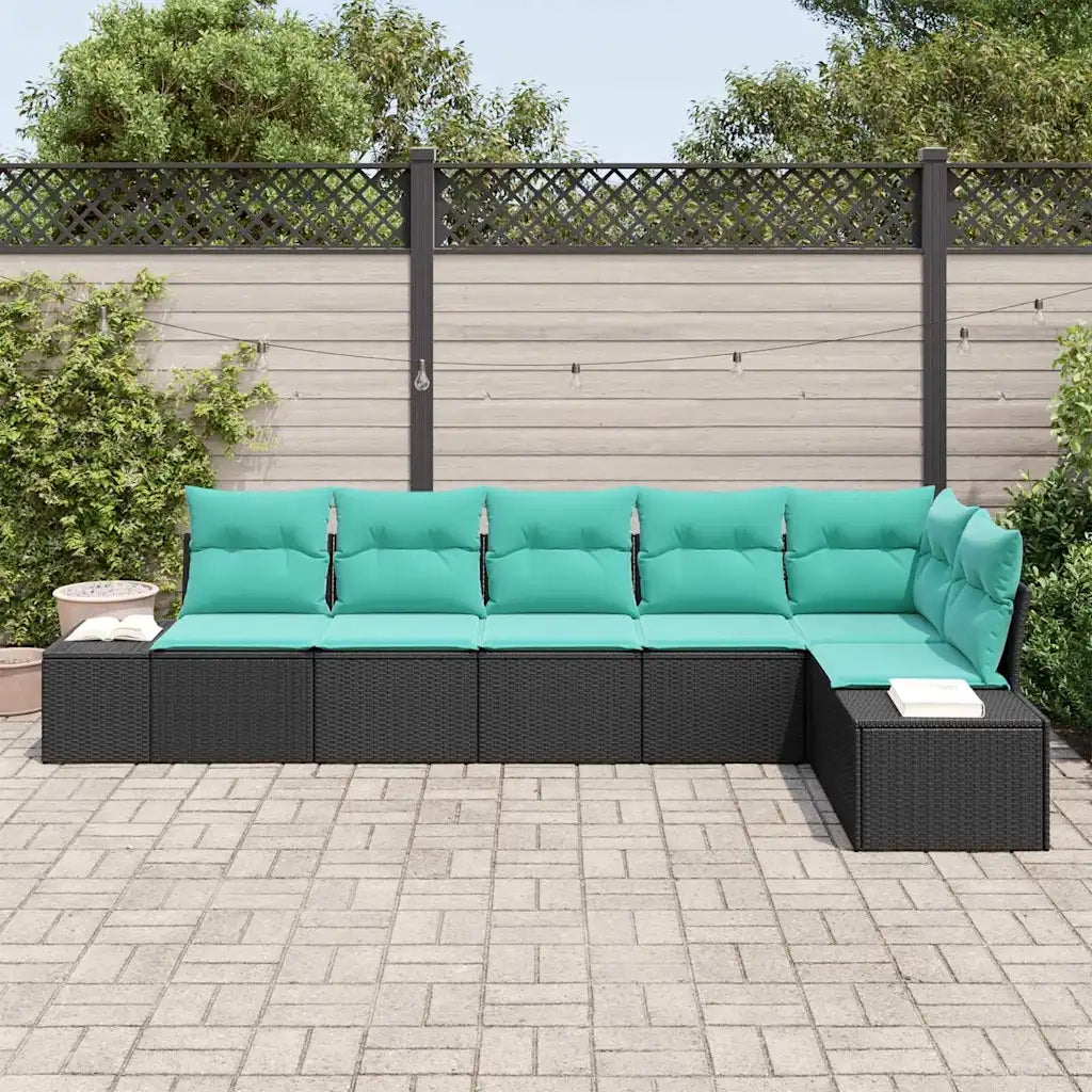 Set Divano da Giardino 6 pz Nero polyrattan 3347086