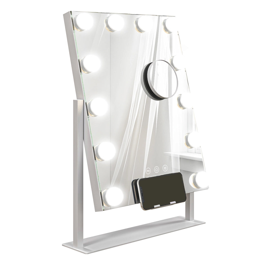 Specchio Hollywood con LED 12 lampadine ¨C Minimal ¨C Bianco