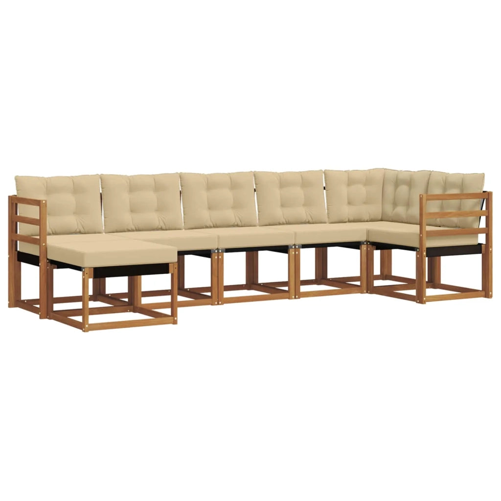 Set di divani da esterno con cuscino 7 pcs Naturale e Beige 3368872