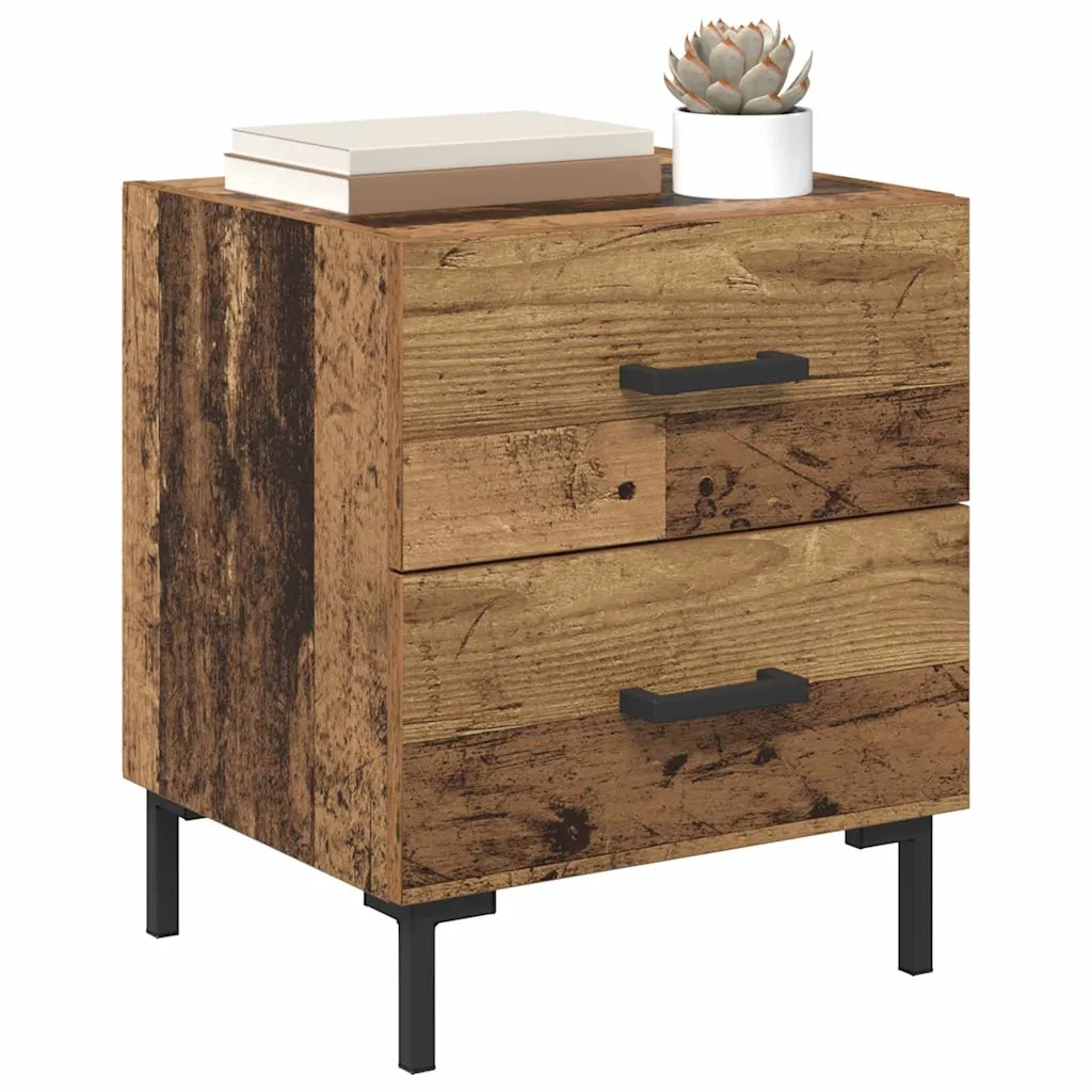Set di 2 Comodini | Armadio da Notte | Mobiletto da notte Legno vecchio 40 x 35 x 47,5 cm