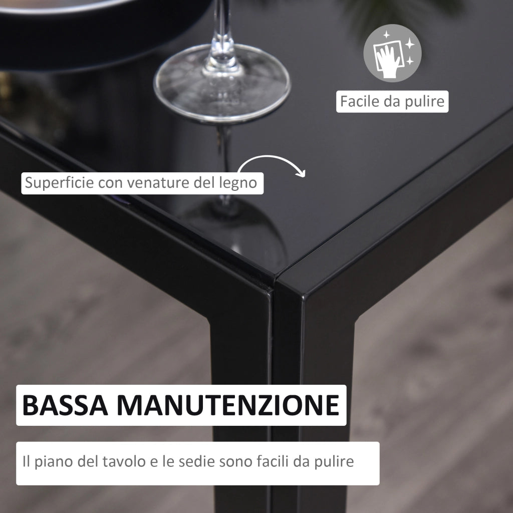 Set Tavolo e Sedie da Pranzo ¨C Minimal ¨C Nero, Legno, 90x200