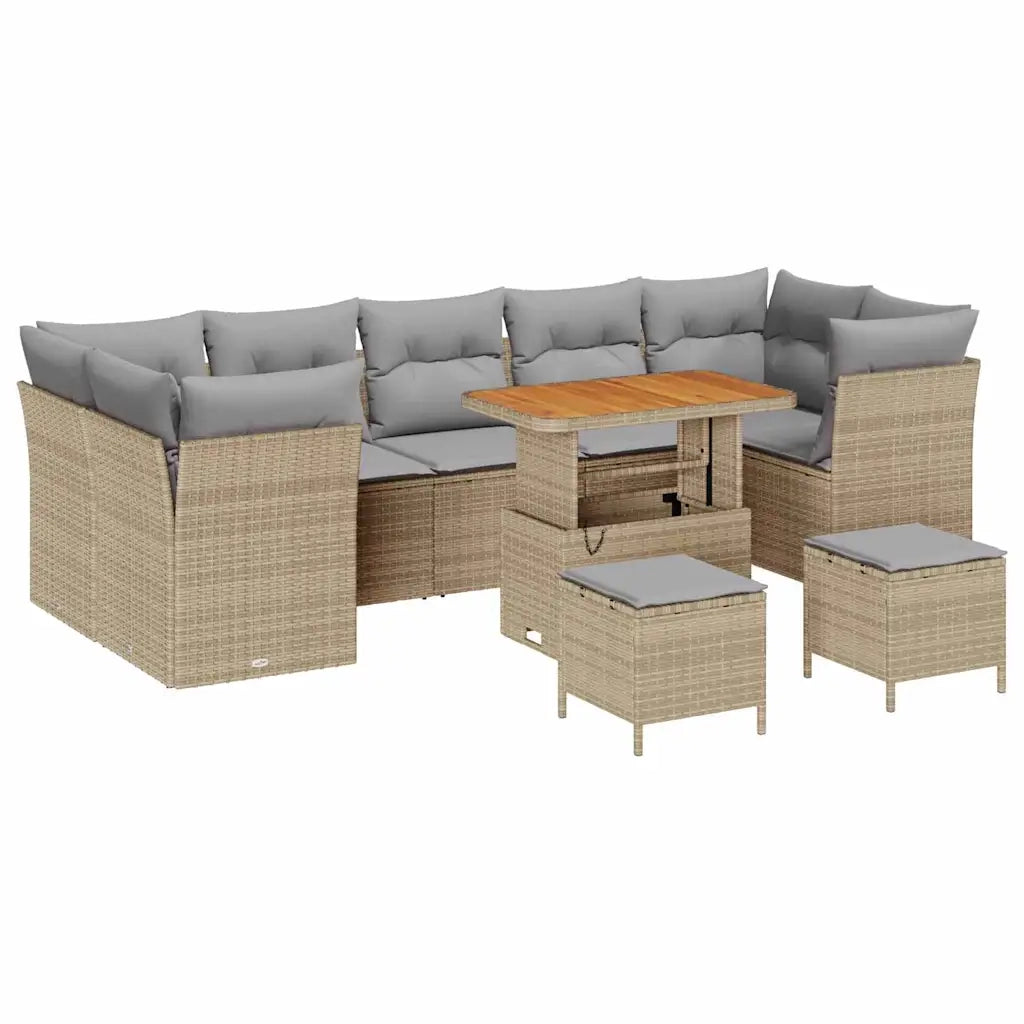 Set Divano da Giardino 10 pcs Beige polyrattan 3361472
