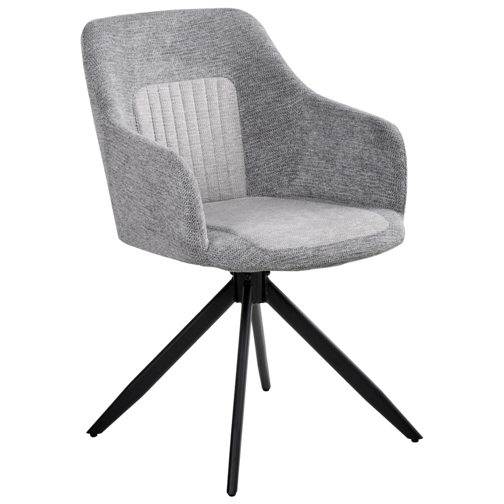 Set di 2 sedie da pranzo girevoli Rivestimento in ecopelle grigio Base con gambe in metallo Sala da pranzo