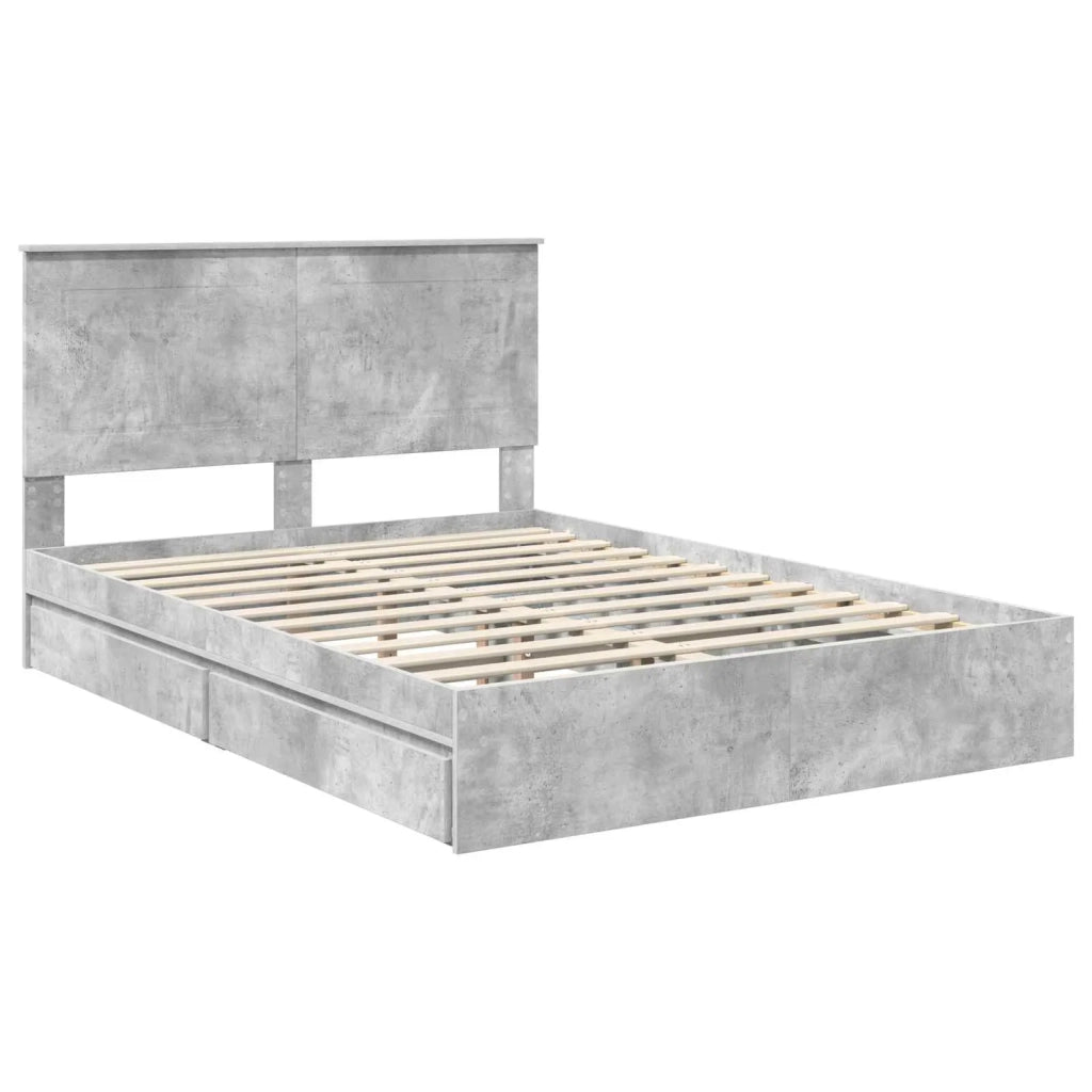 Letto con Contenitore con testiera Grigio cemento 150 x 200 cm 3409541