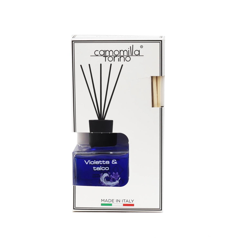 CAMOMILLA TORINO DIFFUSORE PER AMBIENTE CON BASTONCINI VIOLETTA E TALCO 100 ML