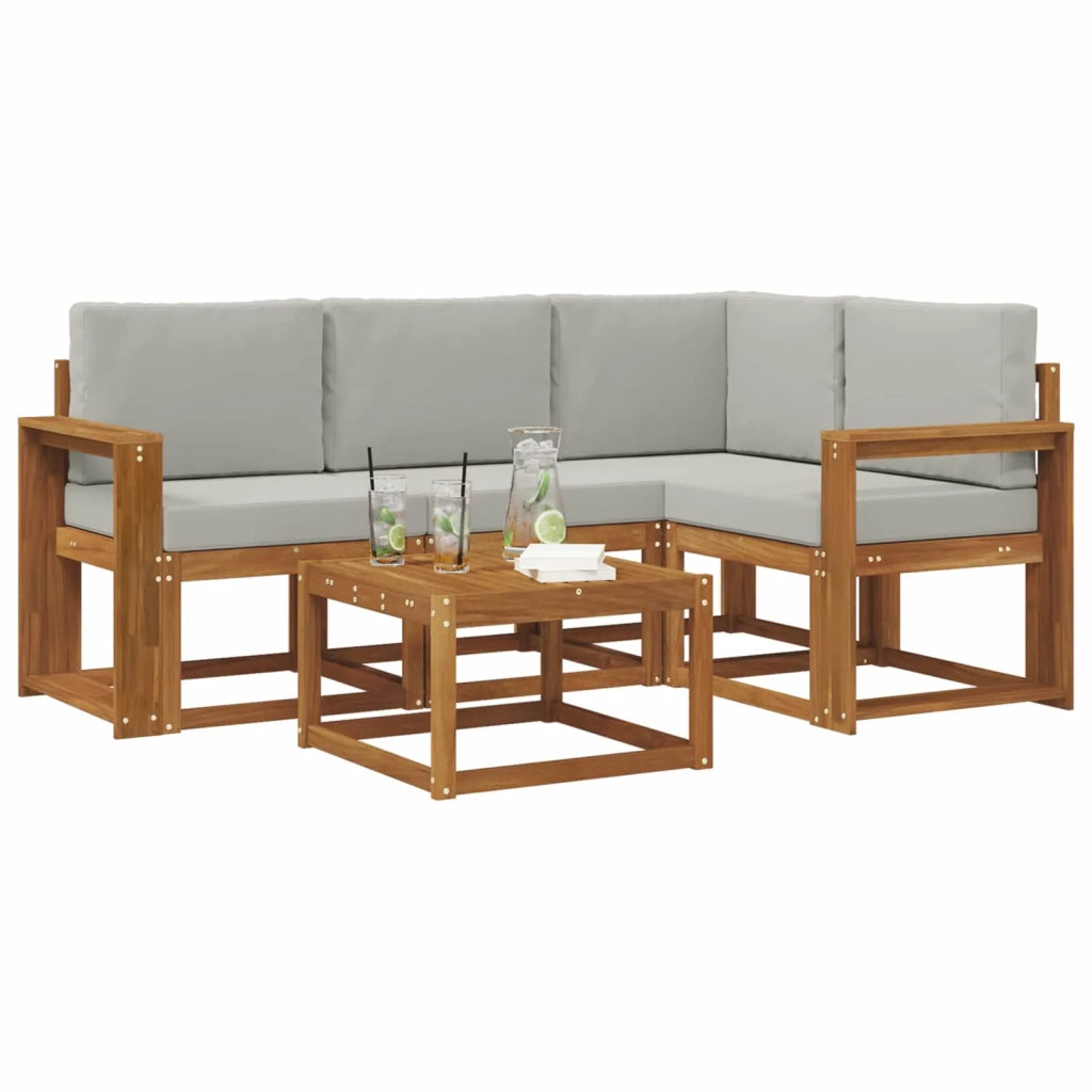 Set di divani da esterno 5 pcs Grigio Naturale e Chiaro 3366364