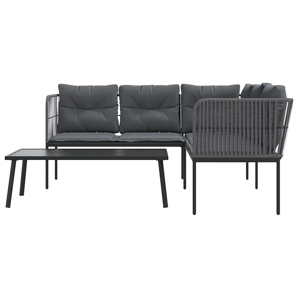 Set Divano da Giardino con Cuscini Nero Acciaio e Textilene 3283747