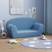 Divano per Bambini a 2 Posti Blu in Morbido Peluche 356990