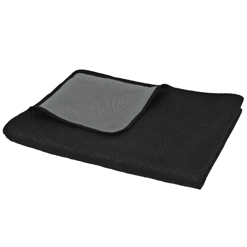 Copriletto Double-Face Trapuntato 230x260 cm Grigio e Nero 132967