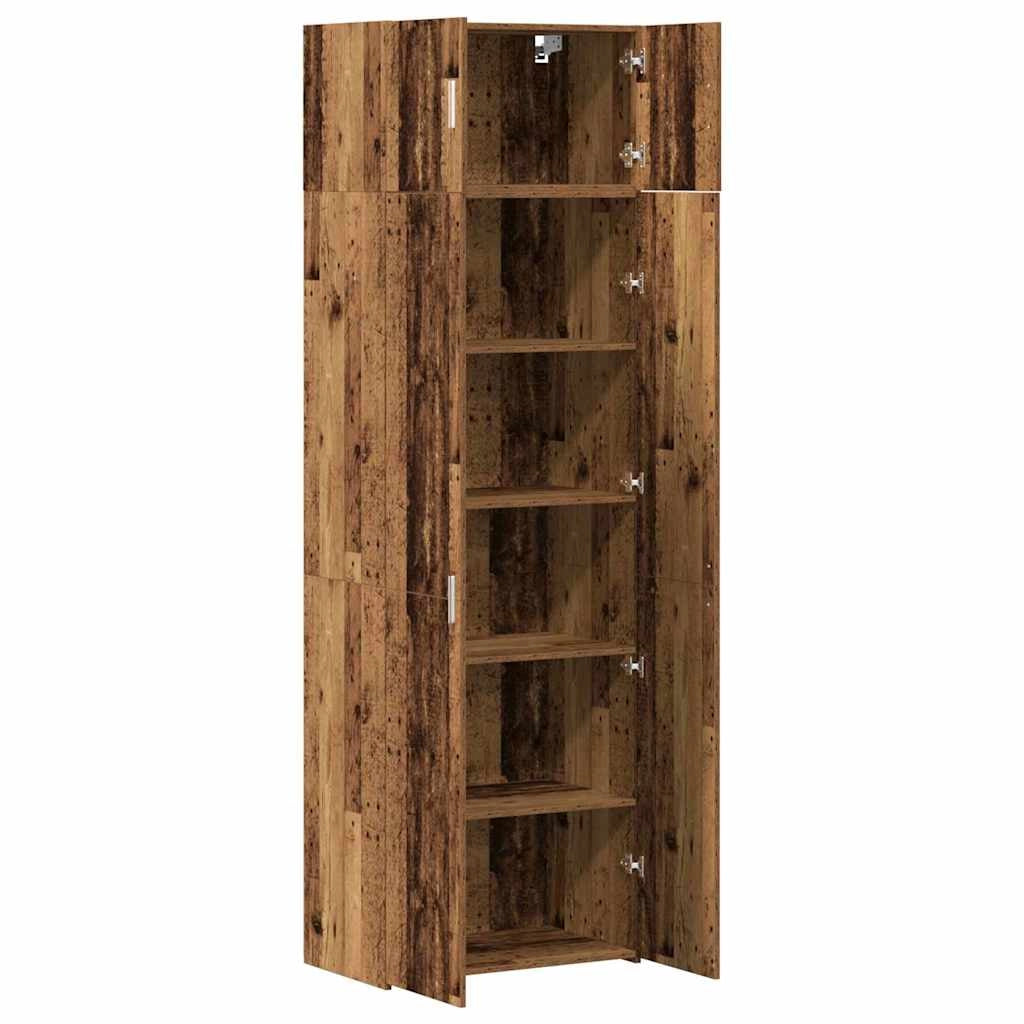 Mobile contenitore a 3 elementi interno funzionale e spazioso 70 x 42,5 x 225 cm legno composito finitura legno anticato 02_0056002