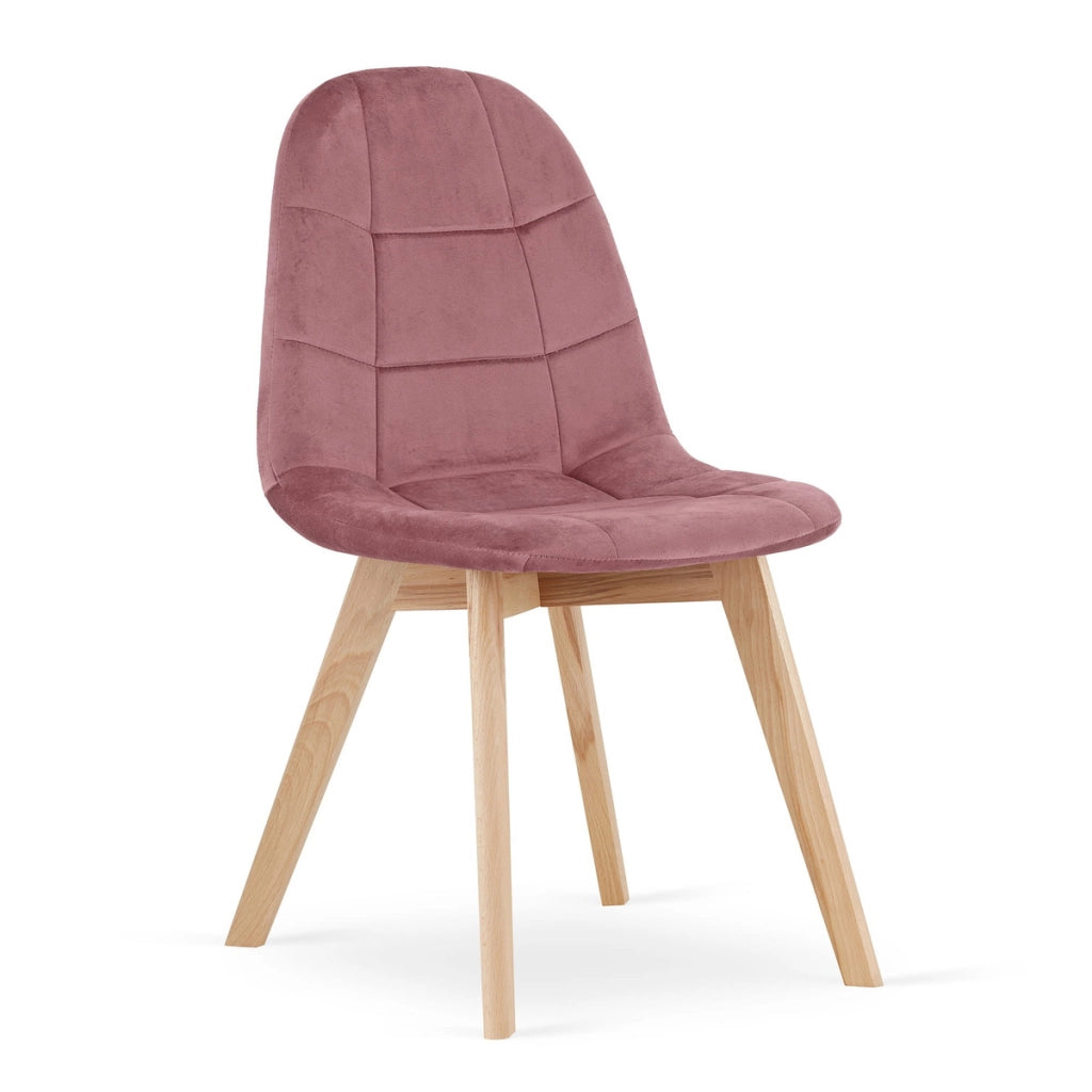 Set di 2 sedie Bora in velluto rosa antico e legno