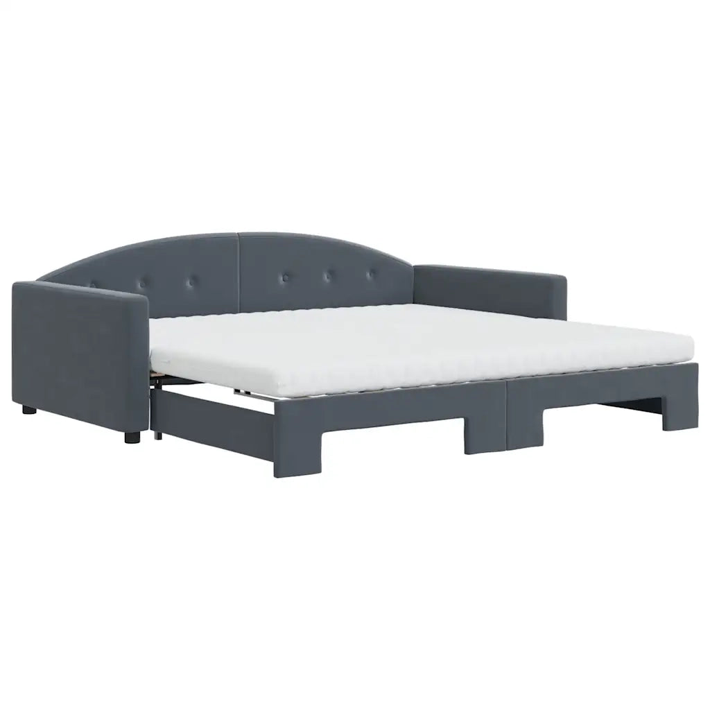 Divano Letto Estraibile Materassi Grigio Scuro 100x200 Velluto 3197333