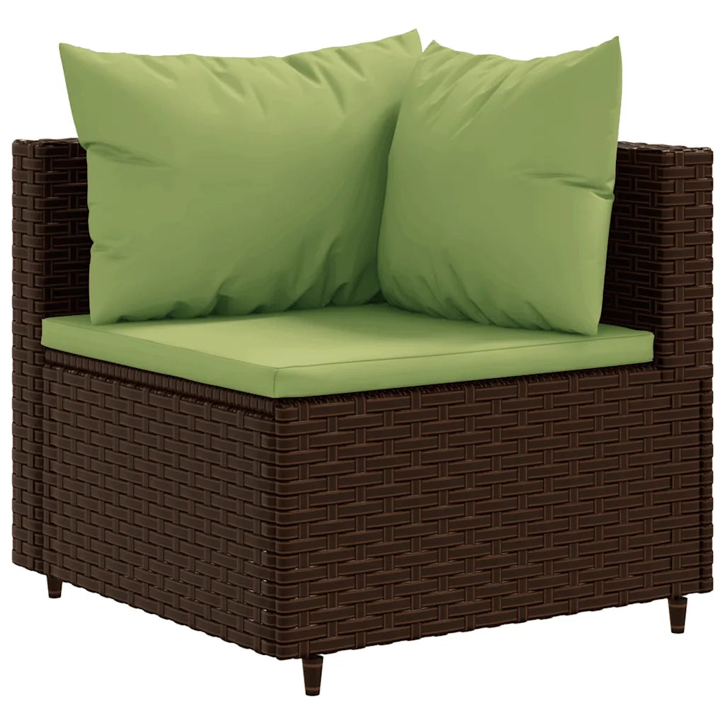 Set Mobili da Giardino 6pz con Cuscini in Polyrattan Marrone 3308134